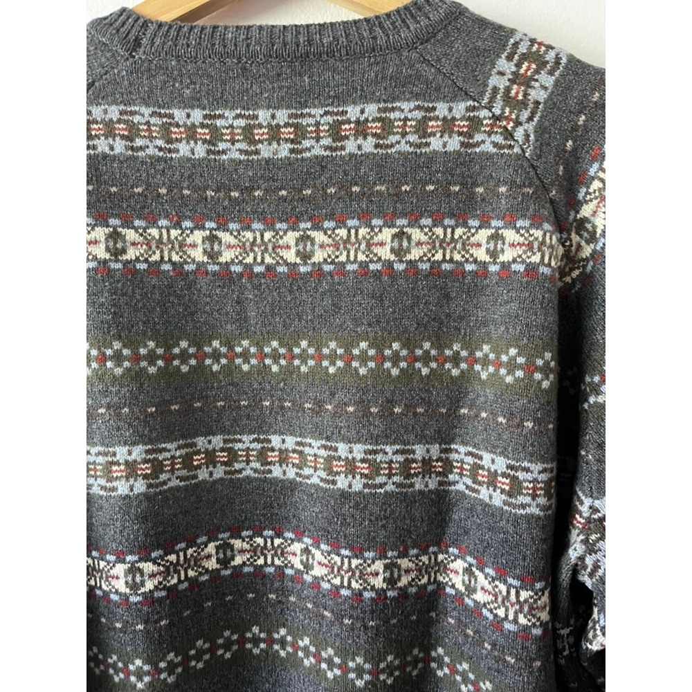 Peter Millar Mountainside Fair Isle Crew Neck Wool Blend Sweater Gray size XL - Picture 12 of 14